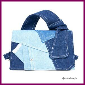 Denim Patchwork Shoulder Bag Mini Crossbody Clutch Vintage Chic Versatile